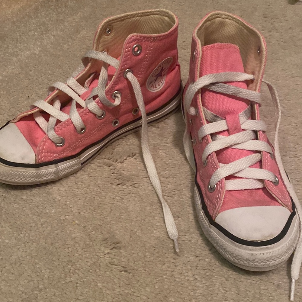 Pink girls converse high tops size 13.5